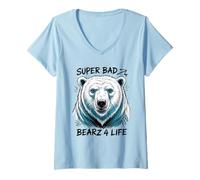 Donna Orso Polare Street Style Vibes Maglietta con Collo a V