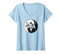 Donna Orso Yin Yang Cal Maglietta con Collo a V