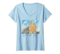 Donna Orvieto Italia Viaggiare Pennellata Orvieto Viaggio Souvenir Maglietta con Collo a V