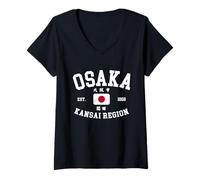 Donna Osaka Giappone Honshu Regione Kansai Nippon Giapponese Maglietta con Collo a V
