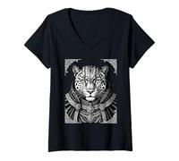 Donna Ose Il Re Leopardo delle Ombre Maglietta con Collo a V