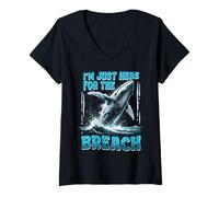 Donna Osservazione delle Balene Just Here for The Breach Maglietta con Collo a V
