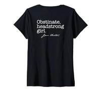 Donna Ostinato, Ragazza TESTINATA Jane Austen Citazione Meme sul Retro Maglietta con Collo a V
