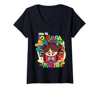 Donna Otomí Lelé Muñeca María Mazahua Mexicana Amealco Querétaro Maglietta con Collo a V