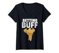 Donna Ottenere Buff Divertente Buff Doge Maglietta con Collo a V