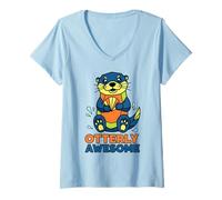 Donna Otterly - Fantastico Design con lontra Divertente, per Uomini, Donne e Bambini Maglietta con Collo a V