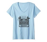 Donna Ottieni Una Macchina da Scrivere Vintage illuminata Maglietta con Collo a V