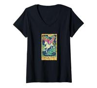 Donna Otto di Spade Tarocchi Pegasus Rainbow Fantasy Magic Gift Maglietta con Collo a V