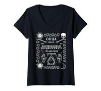Donna Ouija Ciao Sì No Gothic Ouija Pagan Creepy Paranormal Maglietta con Collo a V