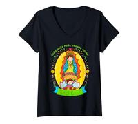 Donna Our Lady Virgen De Guadalupe Saint Virgin Mary Catholic Maglietta con Collo a V