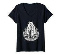 Donna Our Lady Virgen De Guadalupe Saint Virgin Mary Maglietta con Collo a V