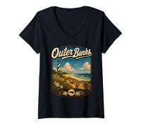 Donna Outer Banks North Carolina OBX Viaggi in Spiaggia Maglietta con Collo a V