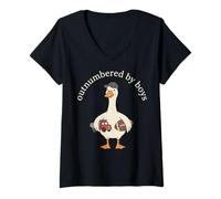 Donna Outnumbered By Boys Funny Mom Mama Boy Mom Life Maglietta con Collo a V