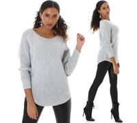 Donna Oversize Maglione Pullover Lungo U-Boot Scollatura Trasparente 36/S