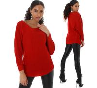 Donna Oversize Maglione Pullover Lungo U-Boot Scollatura Trasparente 36/S