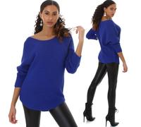 Donna Oversize Maglione Pullover Lungo U-Boot Scollatura Trasparente 36/S
