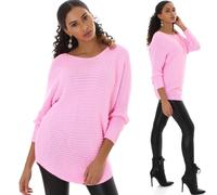 Donna Oversize Maglione Pullover Lungo U-Boot Scollatura Trasparente 36/S