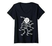 Donna OW OW OW Stick Personaggio Figure Consapevolezza del Dolore cronico Maglietta con Collo a V
