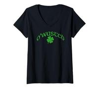 Donna O'WASTED Divertente Irish Bere Meme St Patricks Day Maglietta con Collo a V