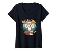 Donna Owl Be There for My Students Back to School Gioco di Parole per Insegnanti Maglietta con Collo a V
