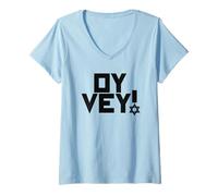 Donna Oy Vey Divertente Ebraico Yiddish Uomini Donne Bambini, Hanukkah Holiday Maglietta con Collo a V