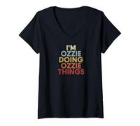 Donna Ozzie Name Ozzie Personalized Name First Given Maglietta con Collo a V