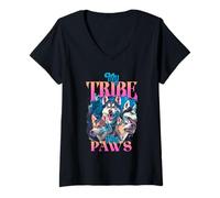 Donna Pacchetto My Tribe Has Paws Husky Dog Lover Maglietta con Collo a V