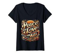 Donna Pace & Amore per Tutti Amore & Pace Ispirare La Gentilezza Insieme Maglietta con Collo a V
