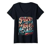Donna Pace e Amore per Tutti L'Amore ispira la Pace Insieme prosperiamo Maglietta con Collo a V