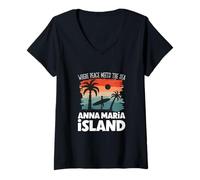 Donna Pace in Riva al Mare - Isola di Anna Maria Maglietta con Collo a V