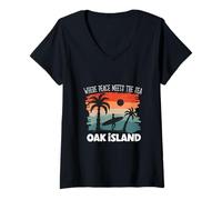 Donna Pace in Riva al Mare - Oak Island Maglietta con Collo a V