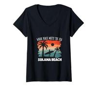Donna Pace in Riva al Mare - Solana Beach Maglietta con Collo a V