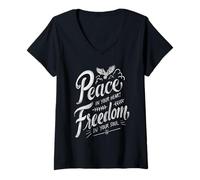 Donna Pace nel Tuo Cuore libertà nella Tua Anima Maglietta con Collo a V