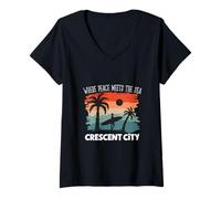 Donna Pace sul Mare - Crescent City Maglietta con Collo a V