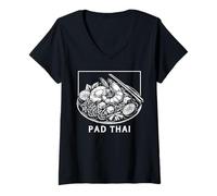 Donna Pad Thai Tailandia Amante del cibo Asiatico Tagliatella Foodie Maglietta con Collo a V