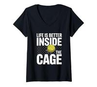 Donna Padel Doppio Life Is Better Inside The Cage Padel Maglietta con Collo a V