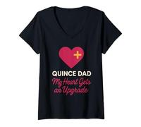 Donna Padre della Quinceañera Quince Dad 15 Años Latino Regalo Maglietta con Collo a V