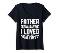 Donna Padre della Sposa I Loved Her First Maglietta con Collo a V