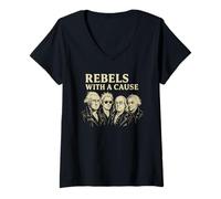 Donna Padri fondatori ribelli con una causa punk rock patriottico Maglietta con Collo a V