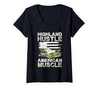 Donna Paesaggio Americano Highland Hustle Maglietta con Collo a V