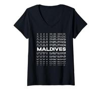 Donna Paese minimalista - Modern Graphic Maldive Maglietta con Collo a V