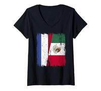 Donna Paesi Bassi Messico Mezza Bandiera Dutch Mexican Heritage Maglietta con Collo a V