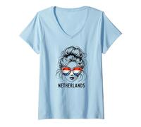 Donna Paesi Bassi Nederland Holland Ragazze Donna Maglietta con Collo a V