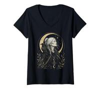 Donna Pagan Triple Dea Crone Raven Energy Wise Unbothered Tee Maglietta con Collo a V