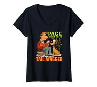 Donna Page Turner Meets Tail wagger Maglietta con Collo a V