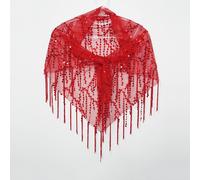 Donna Paillettes Nappe Triangolo Sciarpa Velato a Rete Scialle per Danza