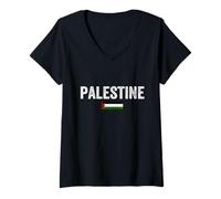 Donna Palastine Flag, Palestinian Love Illustration Graphic Design Maglietta con Collo a V