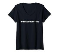 Donna #Palestina libera dalla Palestina-Design semplice-#Free_Palestine Maglietta con Collo a V