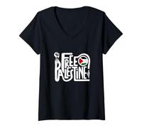 Donna Palestina Palestinese Orgoglio Pace Sostegno Maglietta con Collo a V