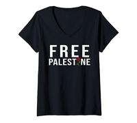 Donna Palestine Free Palestine Free Gaza Art Palestinian Support Maglietta con Collo a V
